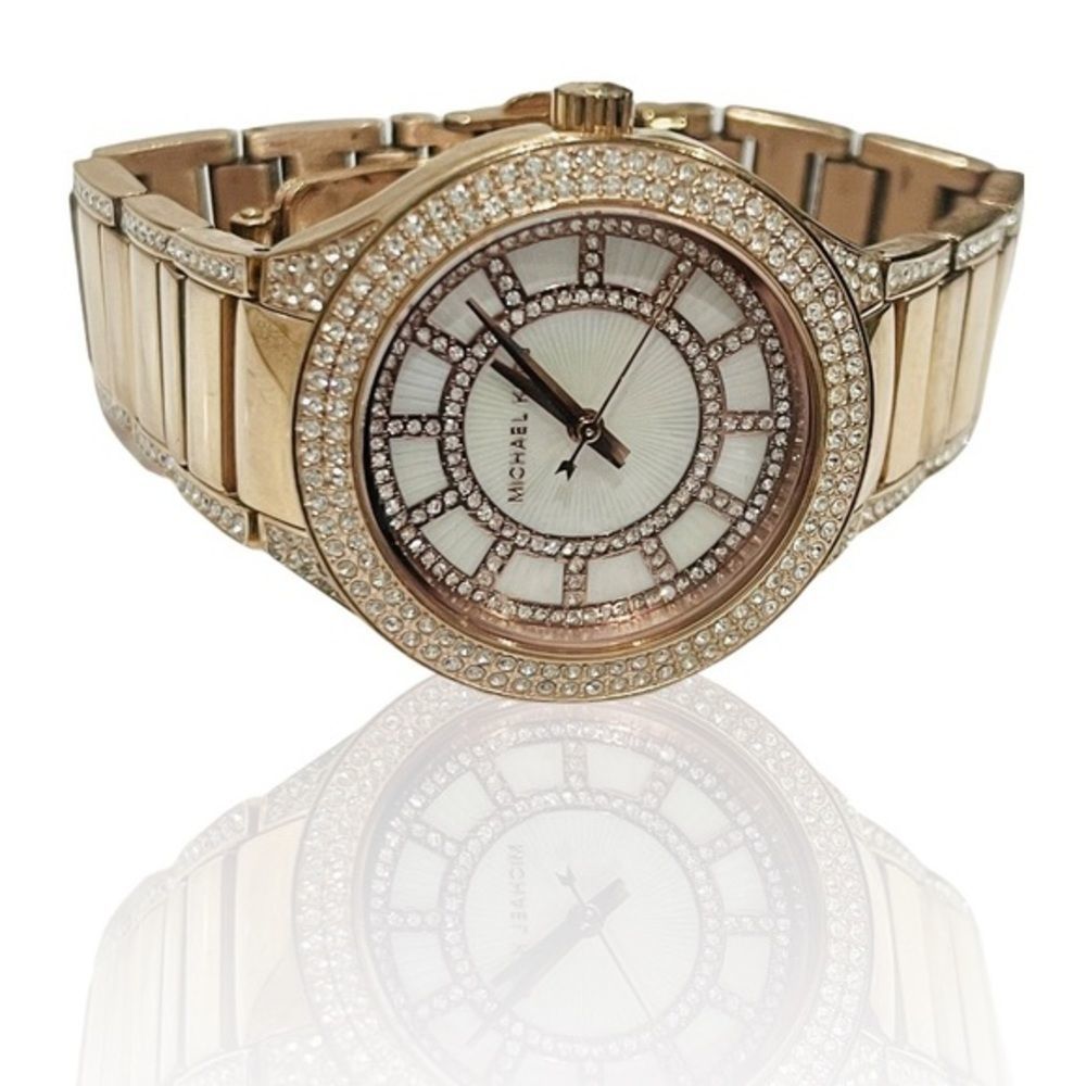 MICHAEL KORS Mini Kerry Mother of Pearl Dial Rose Gold-Tone Ladies Watch MK 3443 - Picture 1 of 5